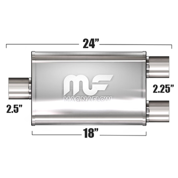 Глушитель Magnaflow 5"x8"x18"  2.5"IN/2x2.25"OUT