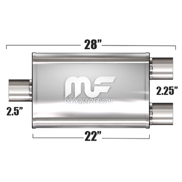 Глушитель Magnaflow 5"x11"x22"  2.5"IN/2x2.25"OUT