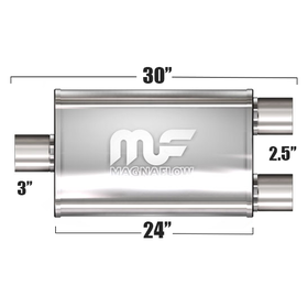 Глушитель Magnaflow 5"x8"x24"  3"IN/2x2.5"OUT