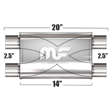 Глушитель Magnaflow 4"x9"x14"  2x2.5"IN/2x2.5"OUT